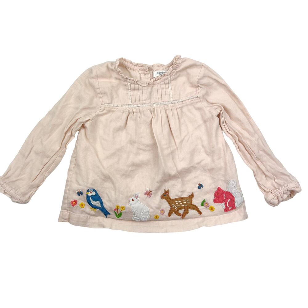 Baby Boden Cream Blouse with Animal Embroidery